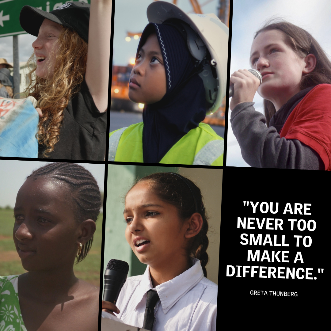 Girls For Future photo collage with Greta Thunberg quote